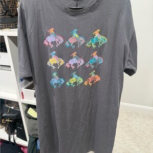 Gray T-Shirt dress with Colorful Horse Print